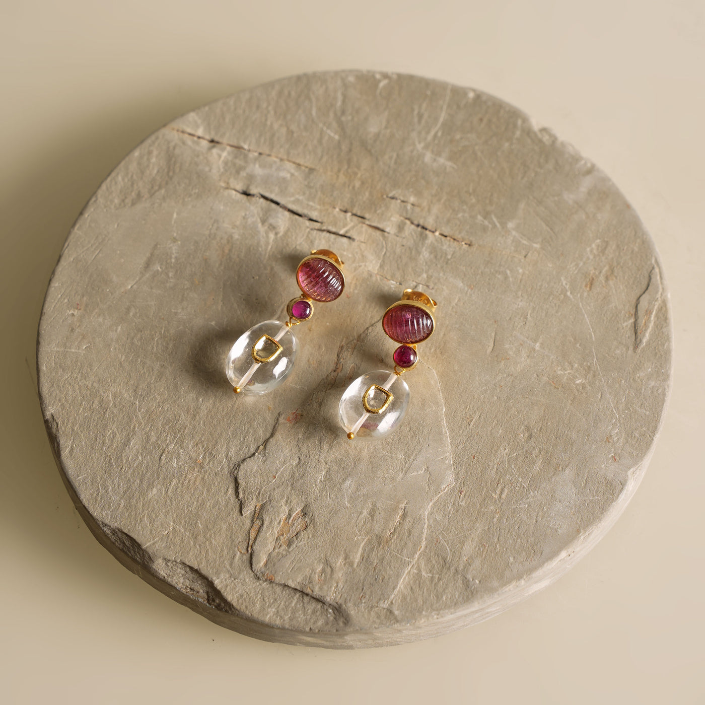 ZAYN BY SUNENA carved gemstone earrings