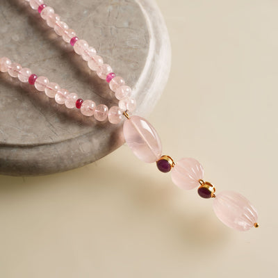 ZAYN BY SUNENA  rose quartz beadsnecklace