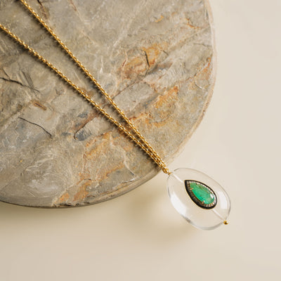 ZAYN BY SUNENA crystal green stone diamond studded necklace