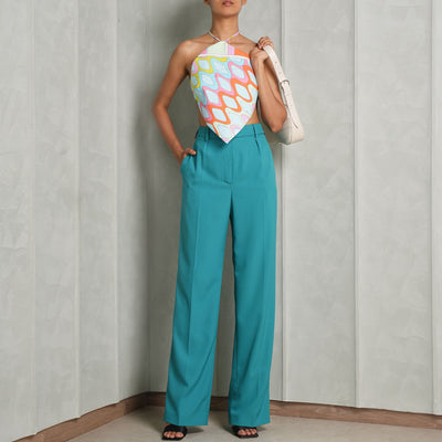 ALEXANDRE VAUTHIER blue crepe zenith high waisted trousers