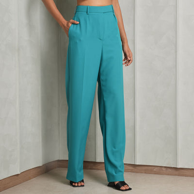 ALEXANDRE VAUTHIER blue crepe zenith high waisted trousers