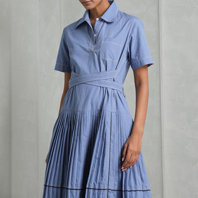 LEH STUDIOS Blue Church Midi Dress