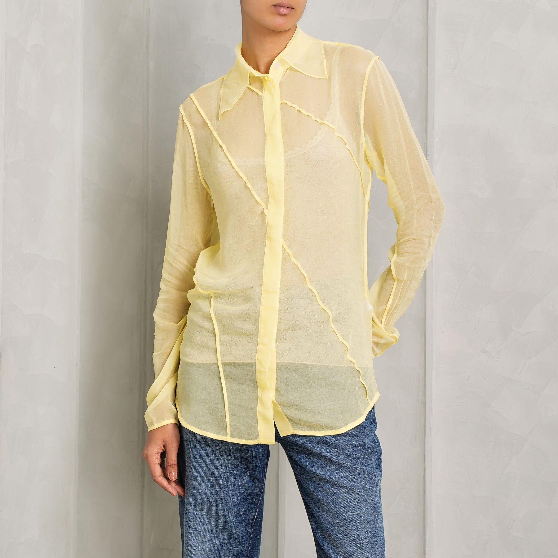 Victoria Beckham Spiral seam sheer blouse - Yellow