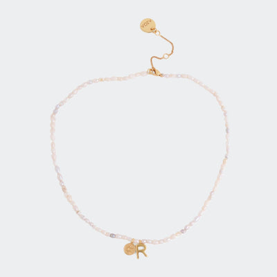 AZGA Pearl Initial Necklace 22kt Gold Plated