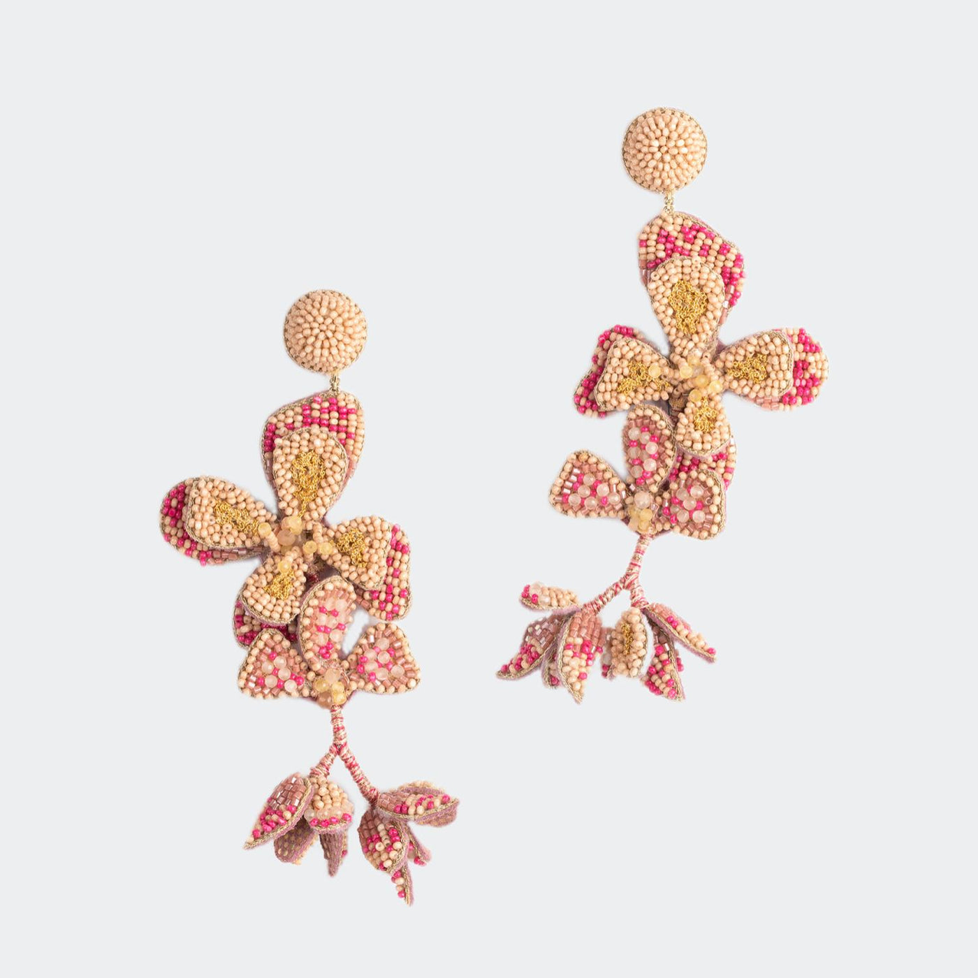 DEEPA GURNANI Pink Bluebell Earring handcrafted using glass beads