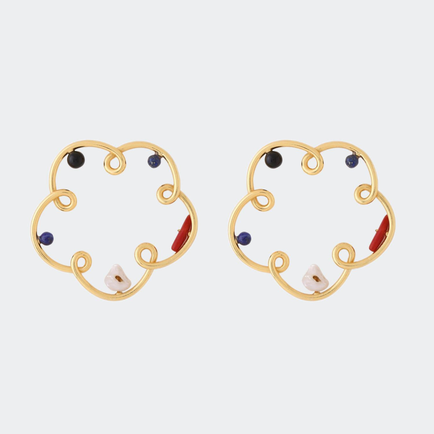 AZGA Multicolour 22kt gold plated Flower Earrings