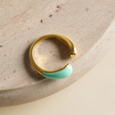 LUNAYA Pebble Pop Ring green gold