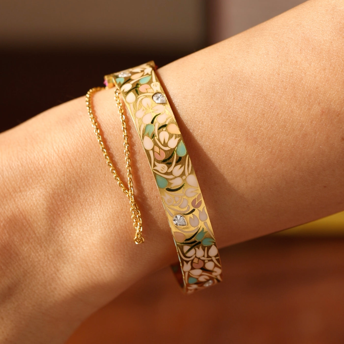 AGARO JEWELS Mogra Floret Ananta Bracelet design flowers gold hand jewel bangle