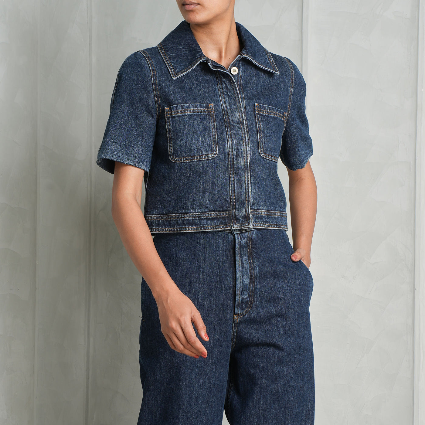 LOEWE Reapportioned denim shirt set with pockets