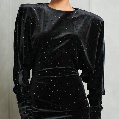 ALEXANDRFE VAUTHIER black velvet studded mini dress