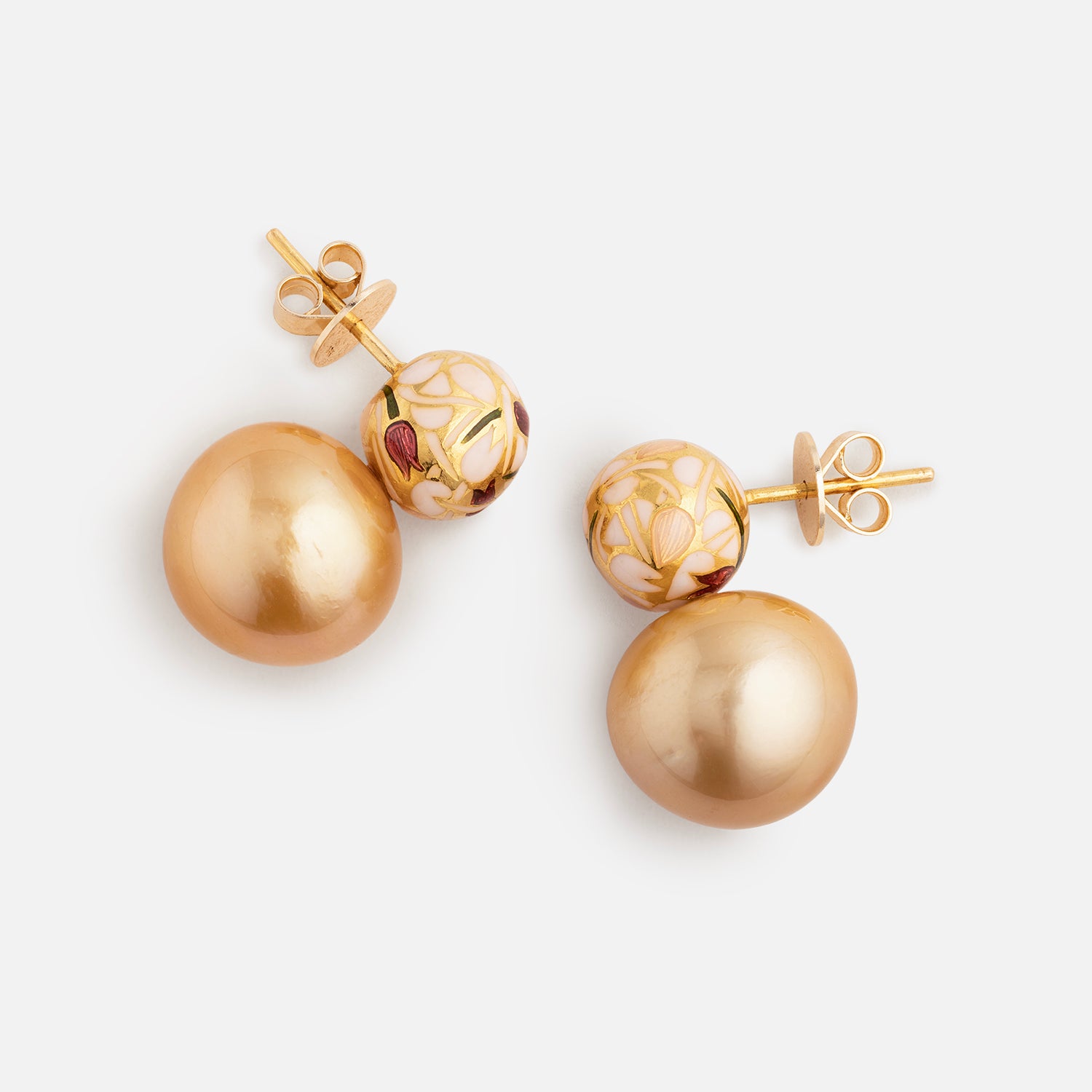 Rose Gold Pearl earrings stud Custom Crystal 6mm half dome Silver tone  Hypoallergenic Titanium Post Ladies Wedding Bridal Jewelry gifts