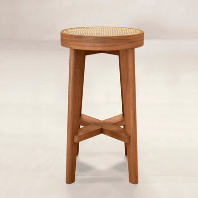 Phantom Hands High Stool with Cane Seat Side View 