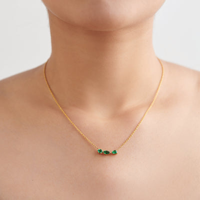 Green Curved Bar Emerald Necklace The Line