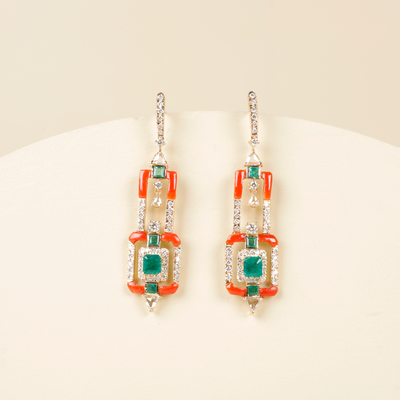 Diamond & Coral Earrings by Tallin Jewels 
