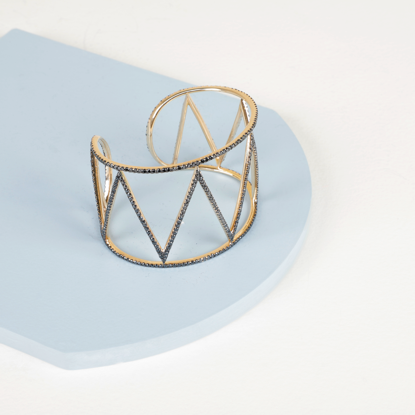 Black Diamond 18K Gold Triangle Cuff by Adi Handmade