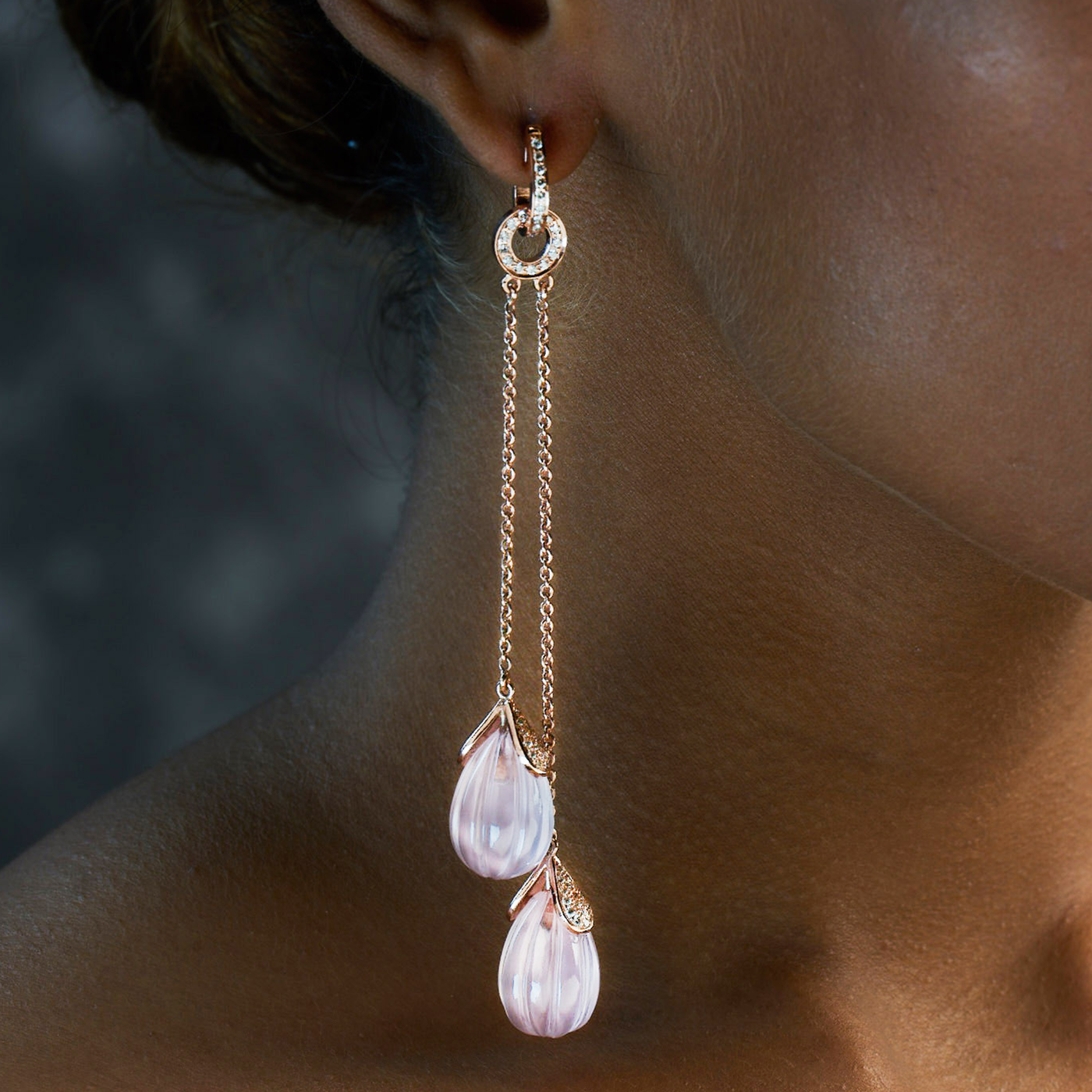 Rose Quartz Diamond Shoulder Dusters