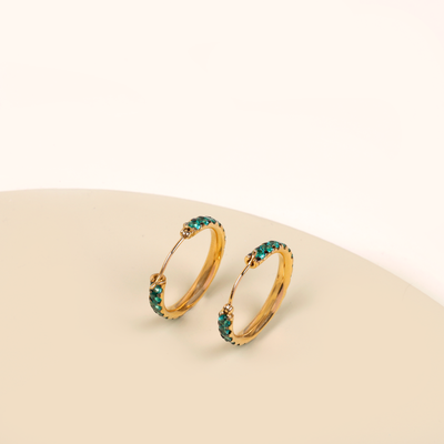 Buy Emerald 18K Gold Hoops by Adi Handmade