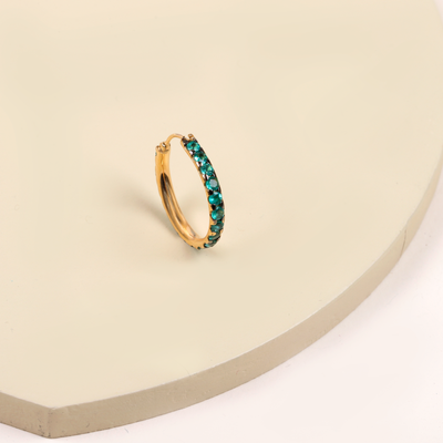Emerald 18K Gold Hoops by Adi Handmade