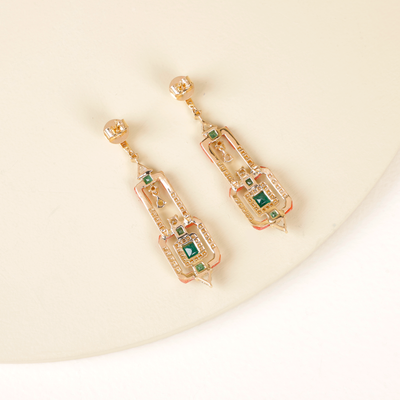 Buy Diamond & Coral Earrings by Tallin Jewels 