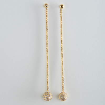 THE LINE Planet Disco Chain Earrings with Pave-set Diamonds