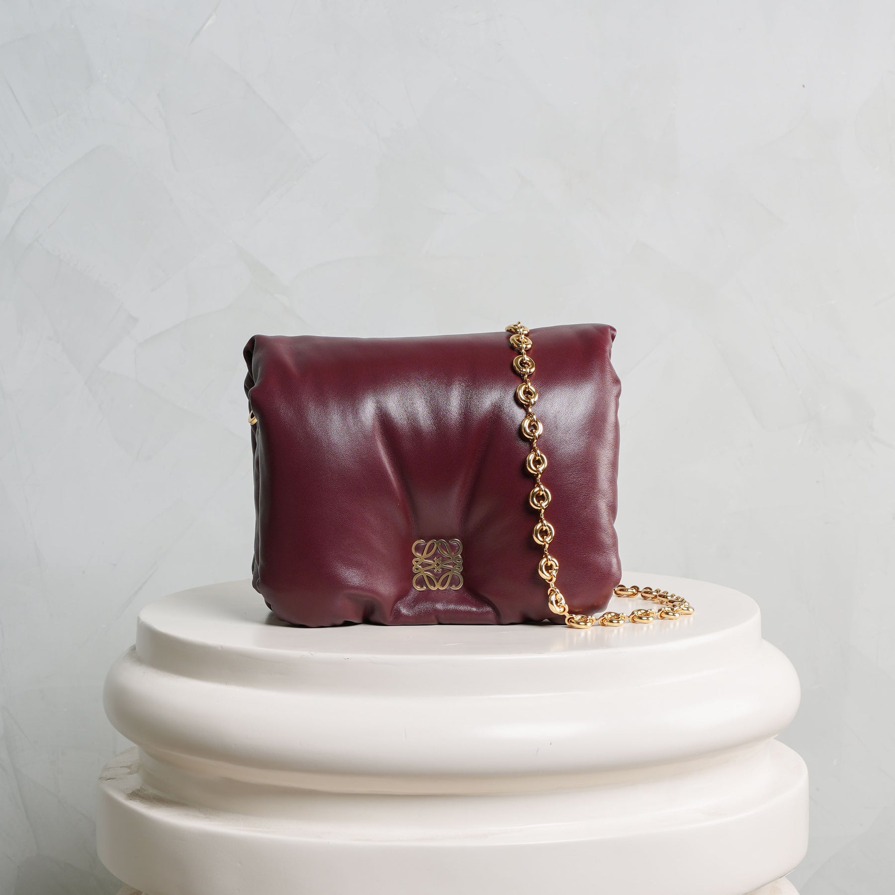 Goya Burgundy Puffer Sholder Bag for Women | Loewe | Le Mill