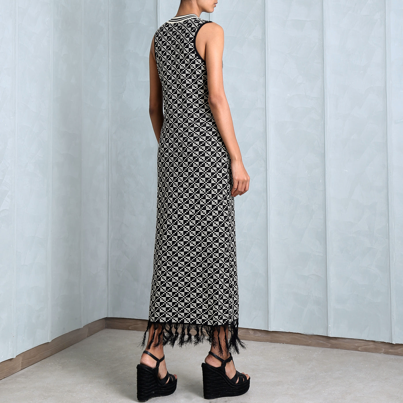 DODO BAR OR Chen Knitted Midi Dress With Fringed Hem