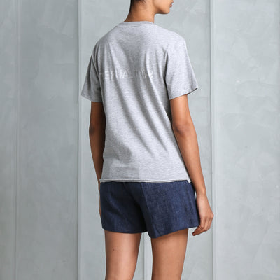 SAINT LAURENT Reverse Logo T-shirt Grey Cotton