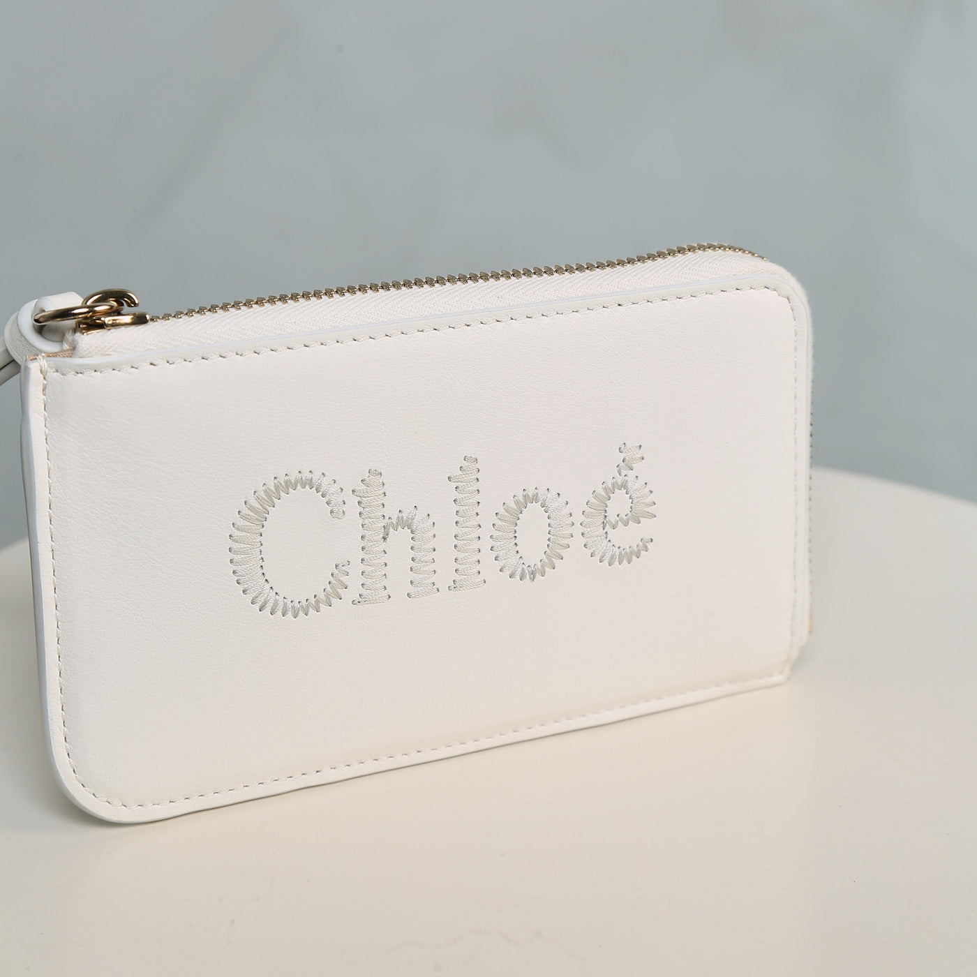 White CHLOÉ Sense Coin Purse With Chloé Logo Embroidered On The Front