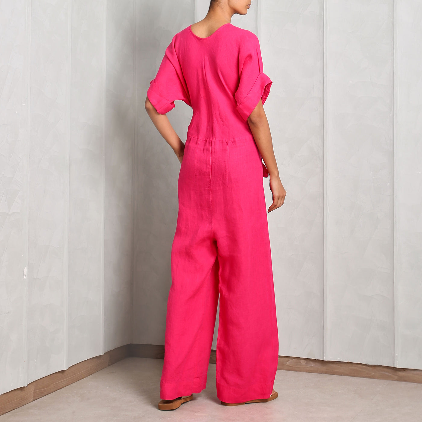 Saphed Rani Belted Jumpsuit Pink