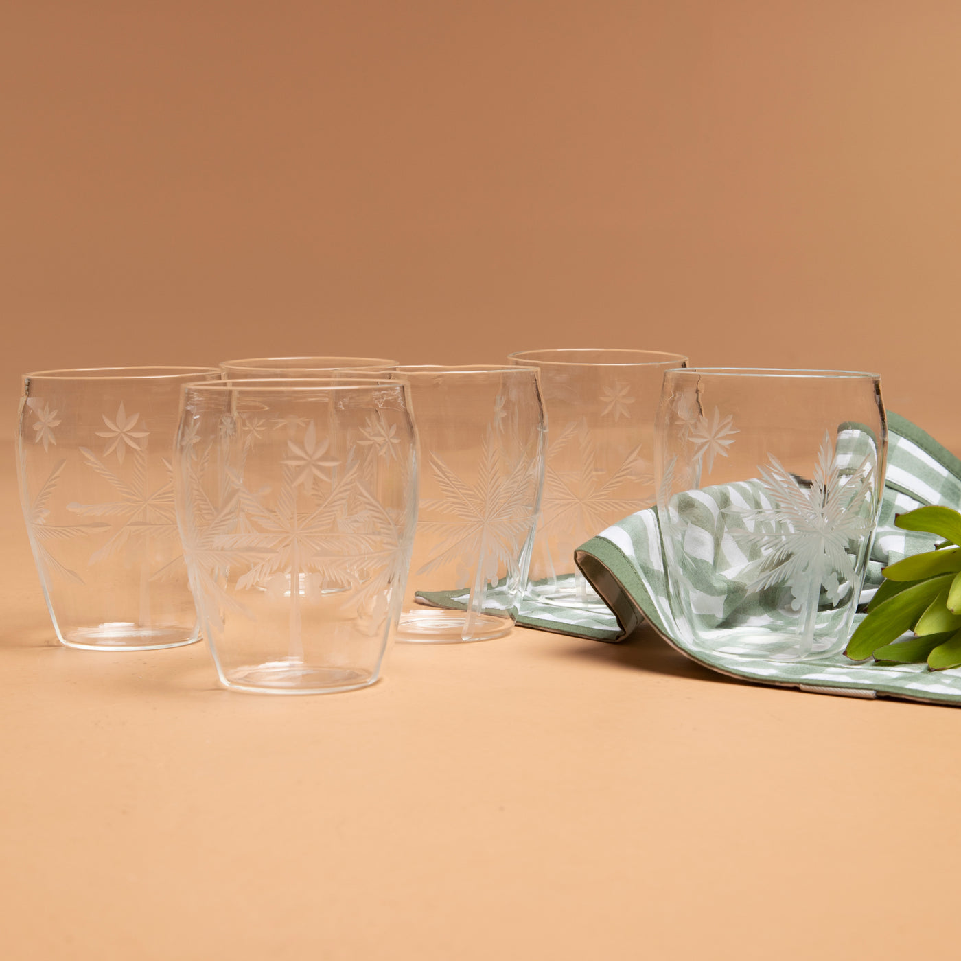 Palm Etched Glasses from Ecru 