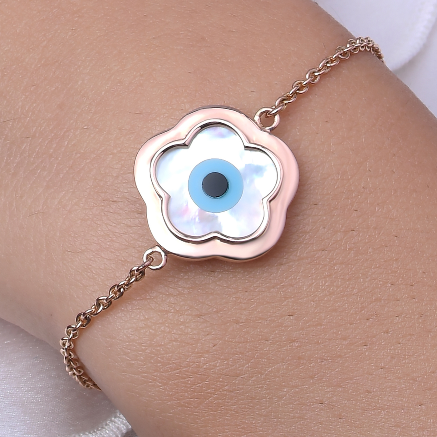 Flower Evil Eye Chain Bracelet