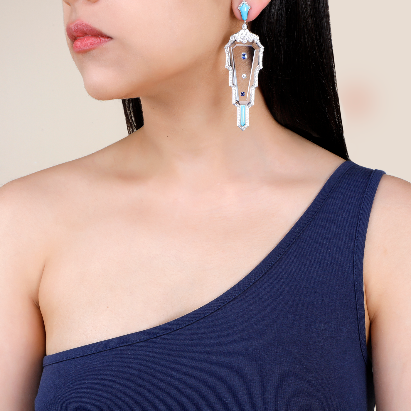 Firoza Art Deco Earrings by Umrao Jewels