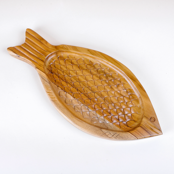 Wooden Fish Platter, Ecru