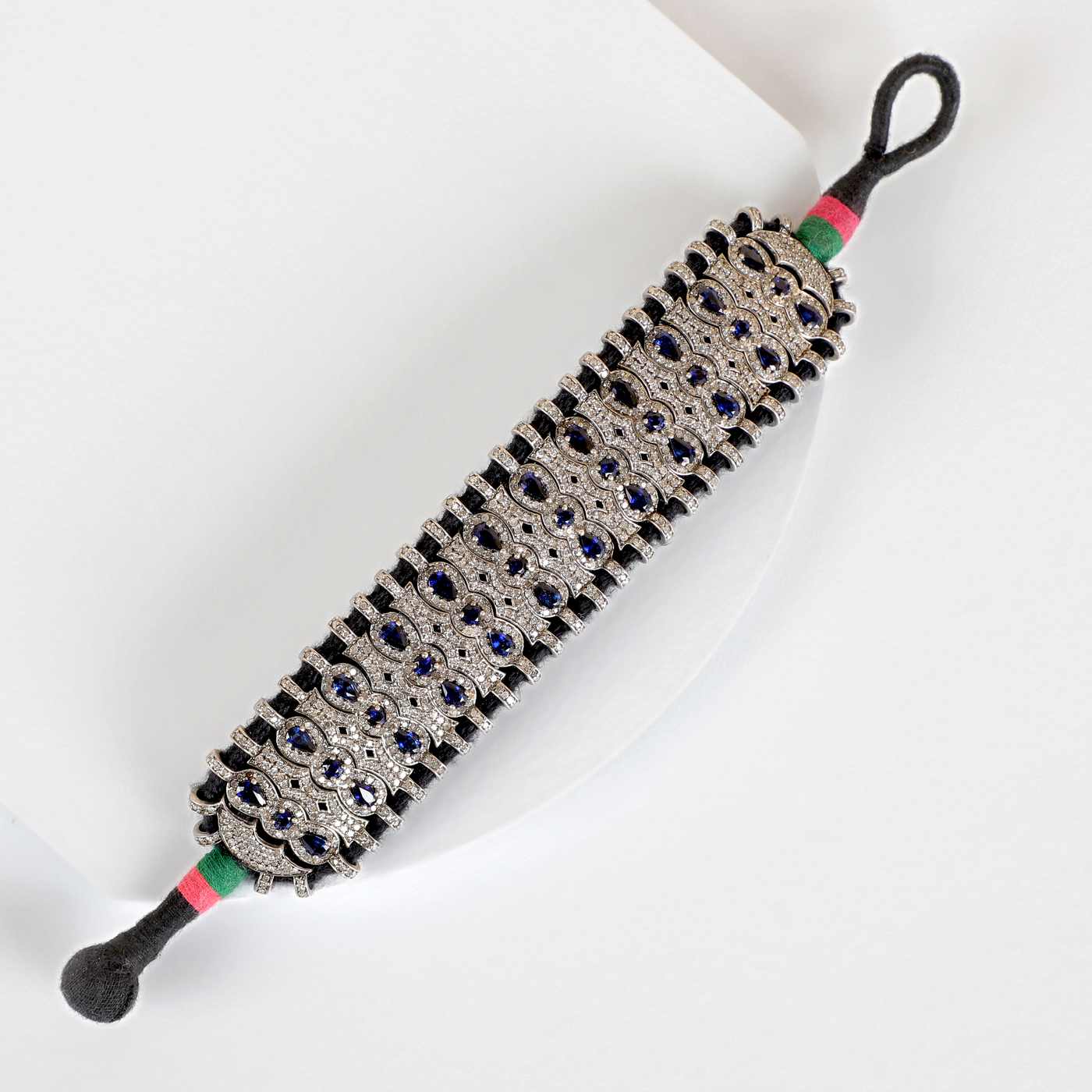 Black Chord and Sapphire Bracelet by Umrao Jewels 