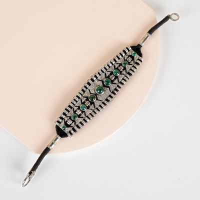 Black Chord and Emerald Bracelet by Umrao Jewels