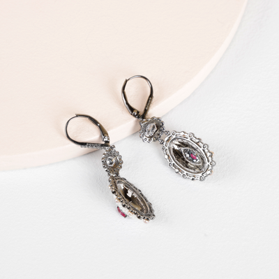 Diamond, Ruby & Pearl Victorian Odette Earrings by Moksh