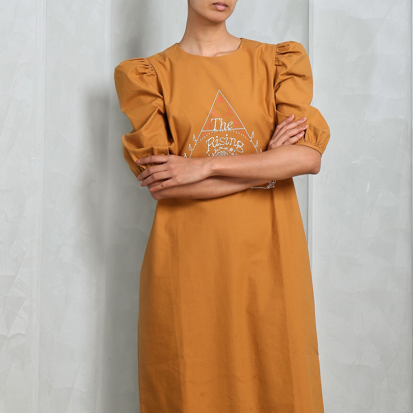 Surya Printed Midi Dress Bhaane with statement sleeves