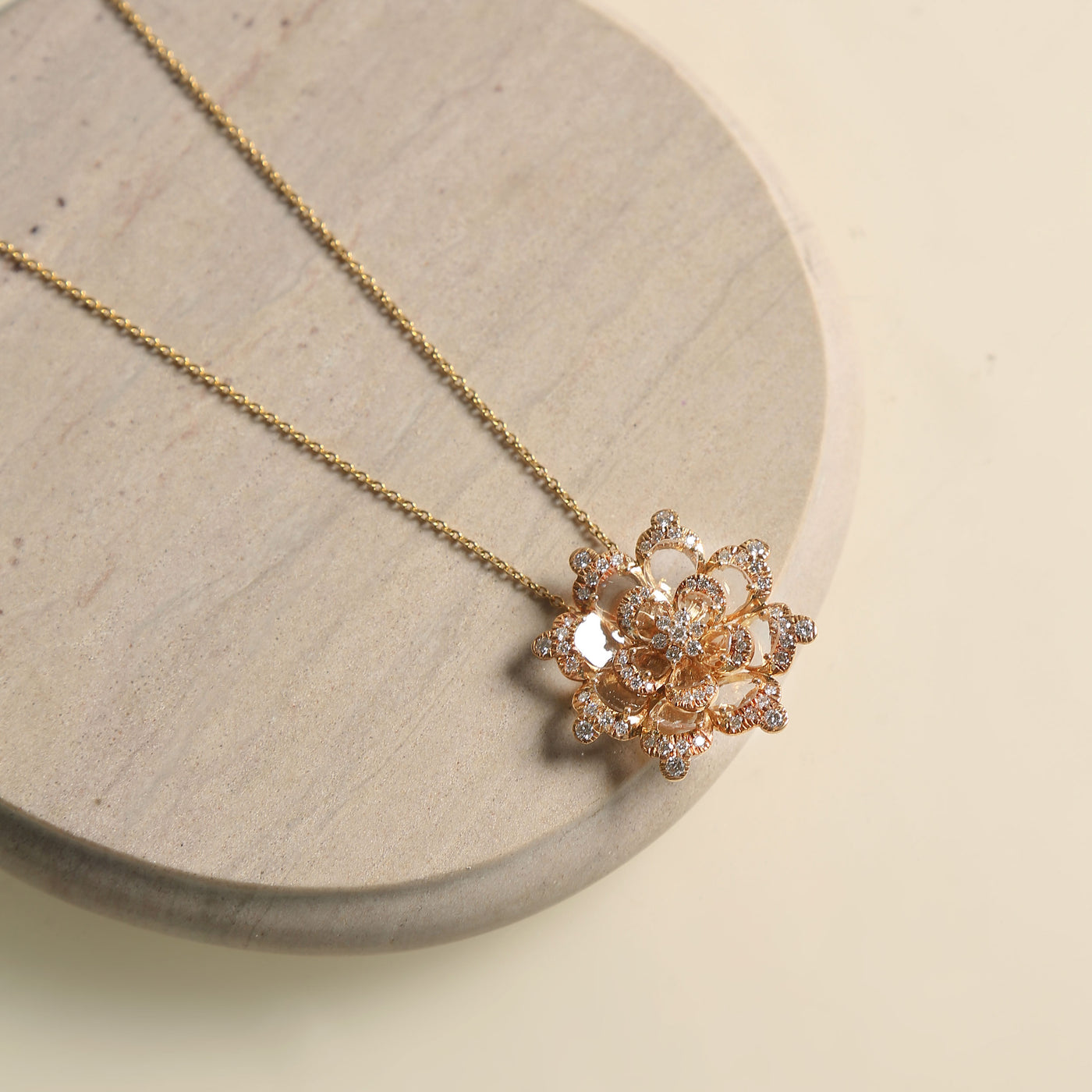 Tallin Jewels Floral Diamond Necklace Gold 