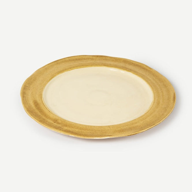 White & Yellow REEF STONEWARE PLATE Ikai Asai