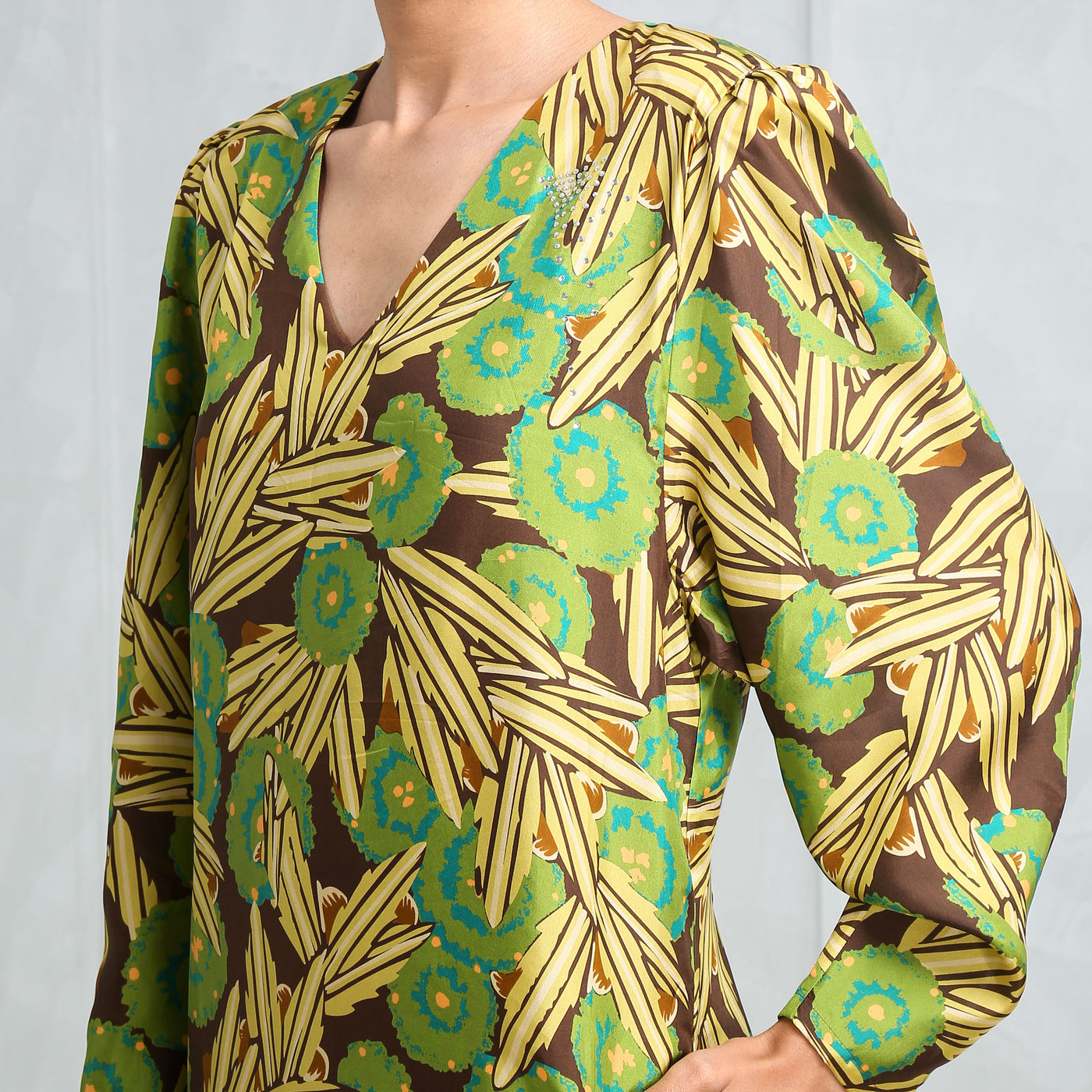 Rekha Printed Midi Dress with Botanical Print 