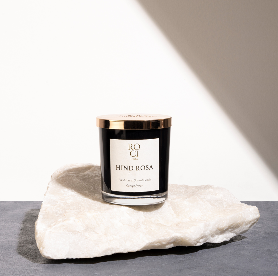 ROCI INDIA Hind Rosa Candle Top Notes Of Rose & Black Pepper