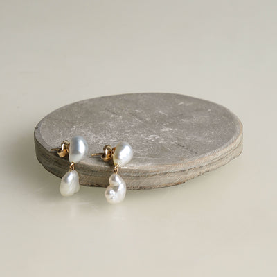 Baroque Pearl Earrings from The Line in 18k Gold 
