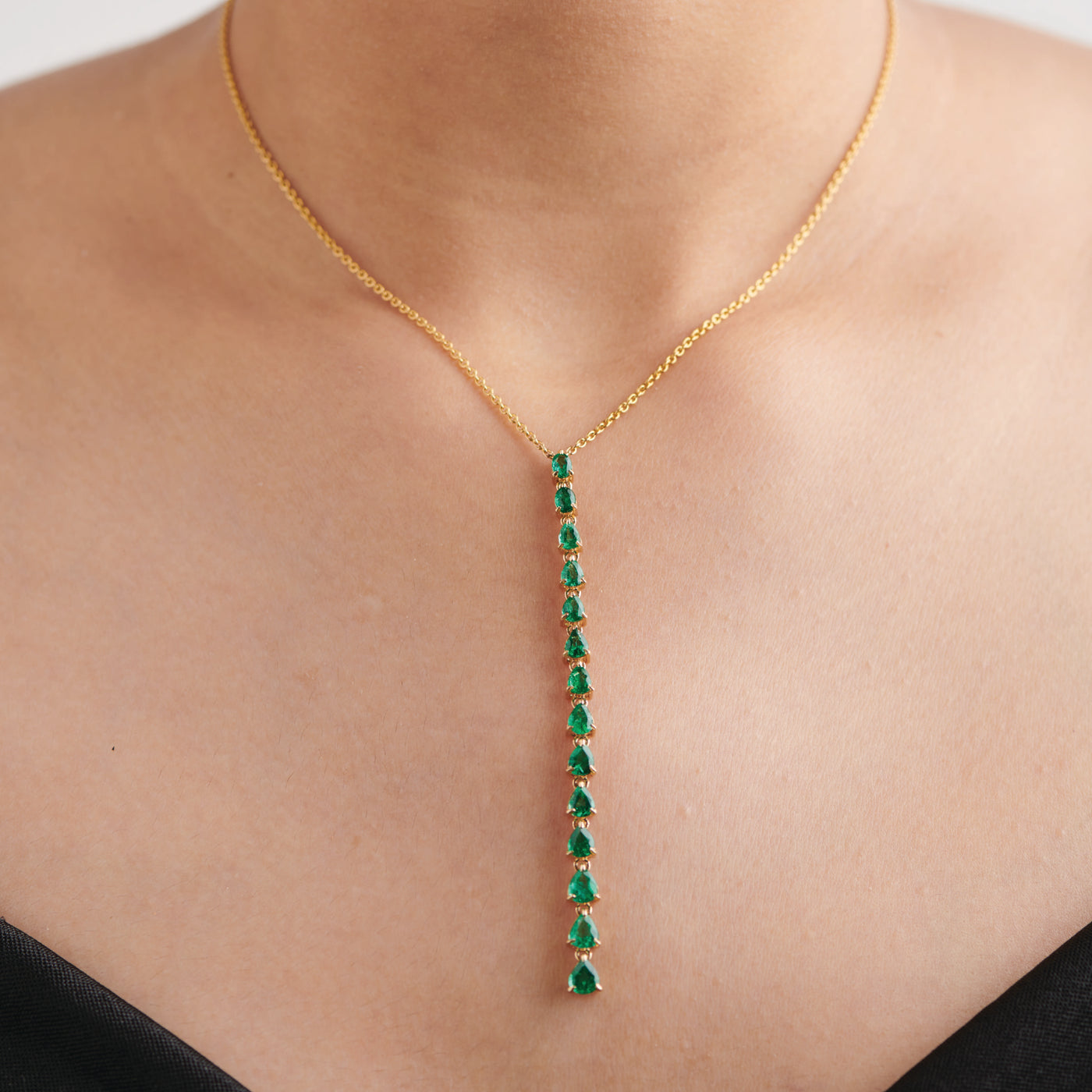 Green Emerald Lariat Necklace The Line