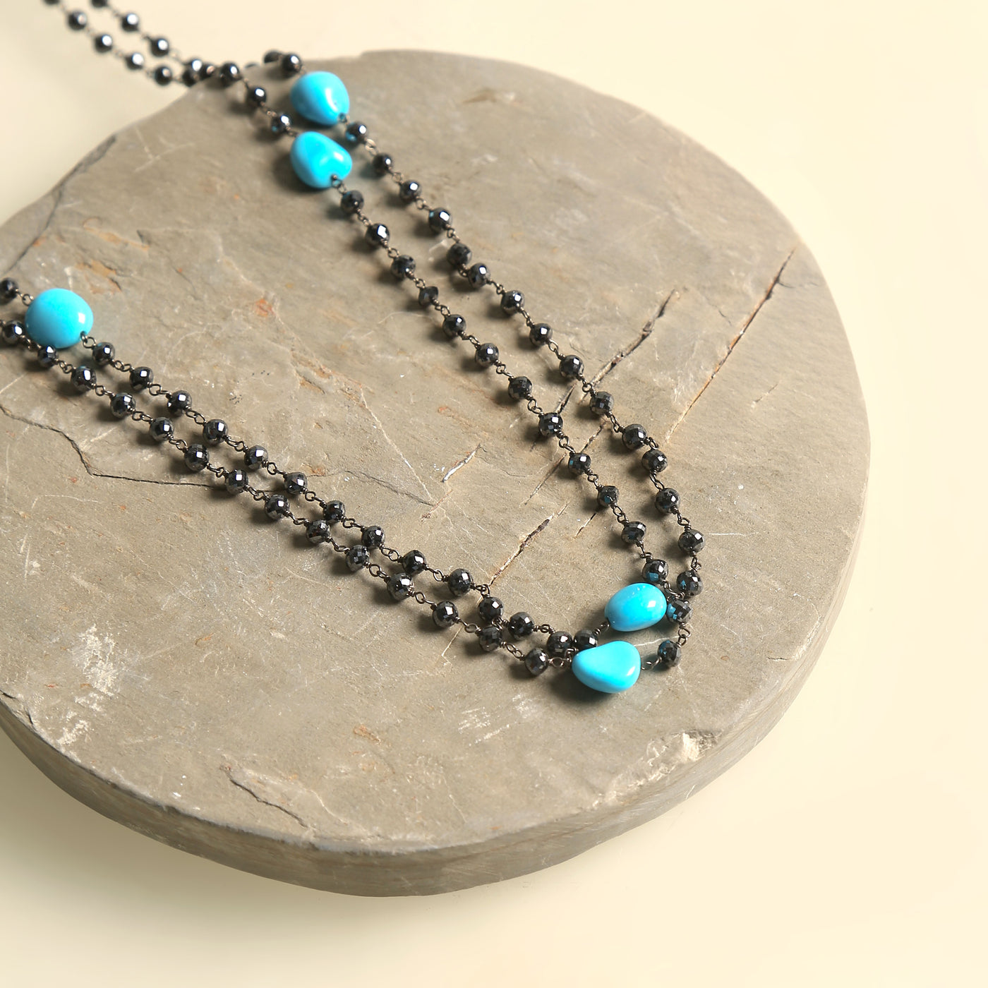 Tallin Jewels Turquoise Beaded Necklace Black 