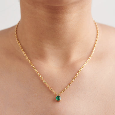 Green Solitary Emerald Necklace The Line